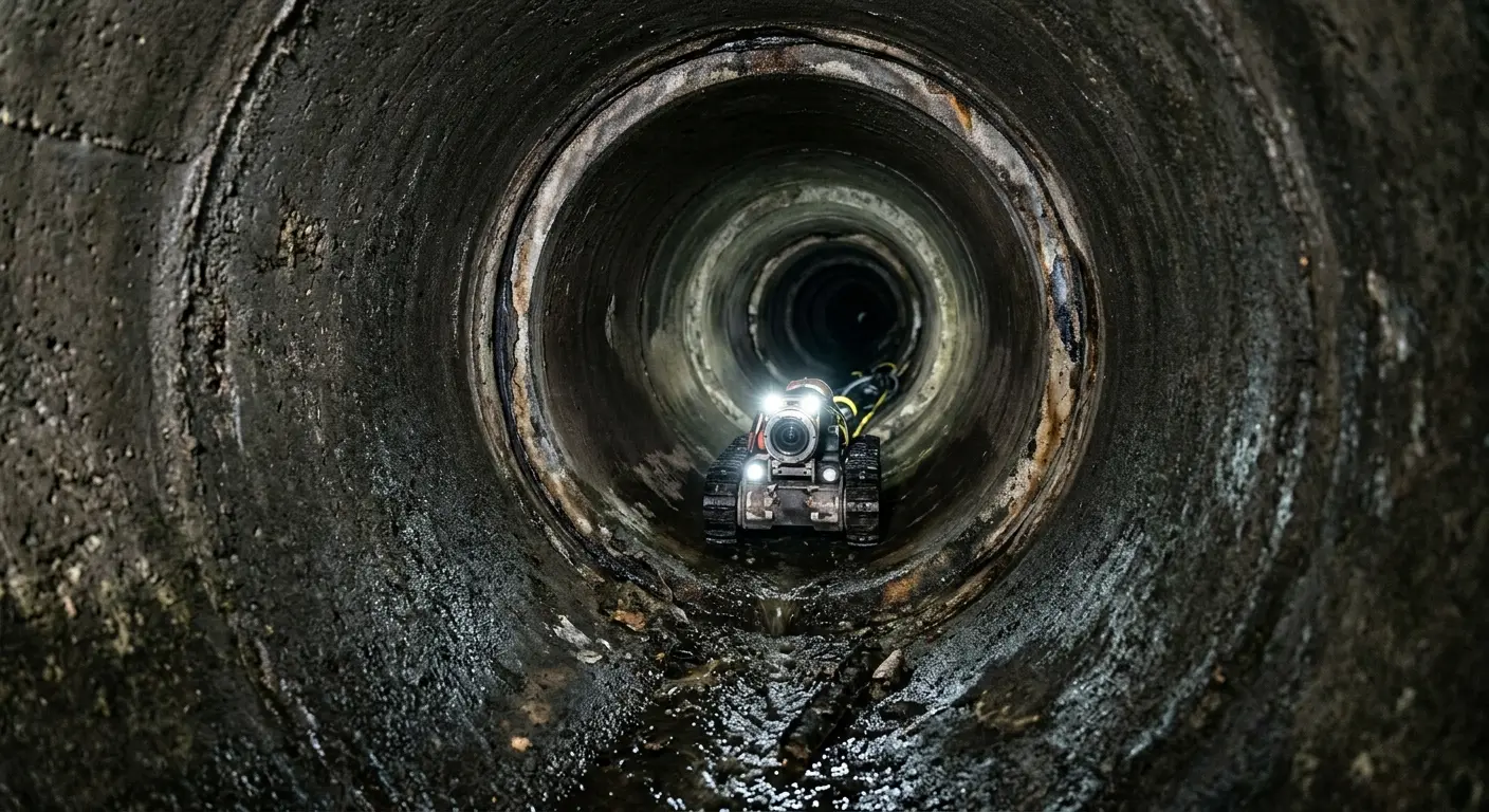 Robotic sewer camera inspecting pipe interior for Sewer Line Repair in West Sacramento